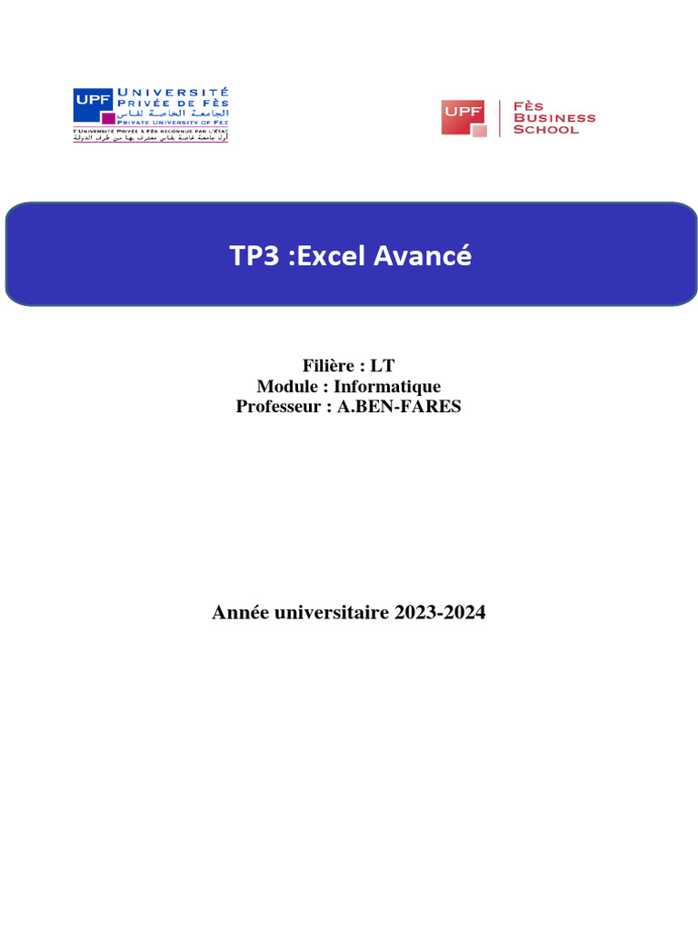 Excel Avancé : Trier, Filtrer, TCD | PDF | Microsoft Excel | Informatique