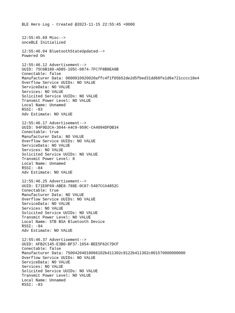 BLE Hero Log for STB BSA Device | PDF | Mobile Technology | Computer ...