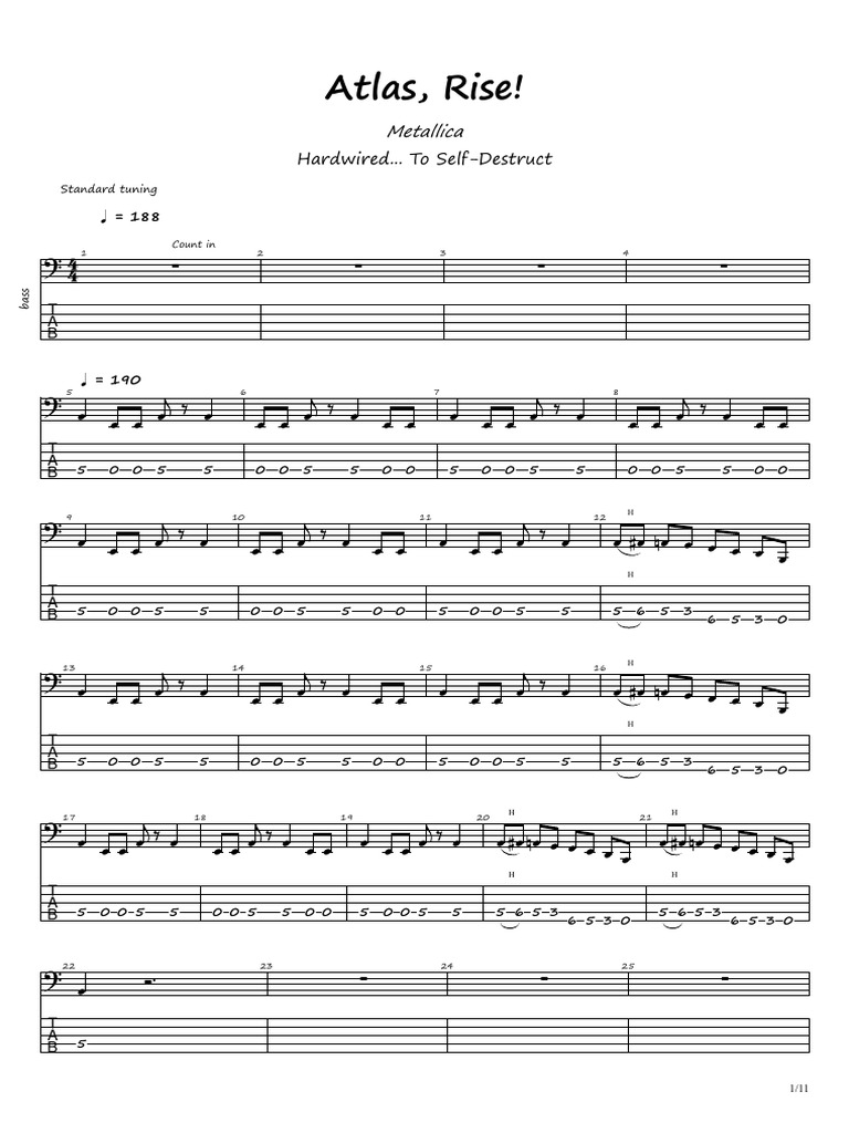 Metallica: Atlas, Rise! Tabs | PDF
