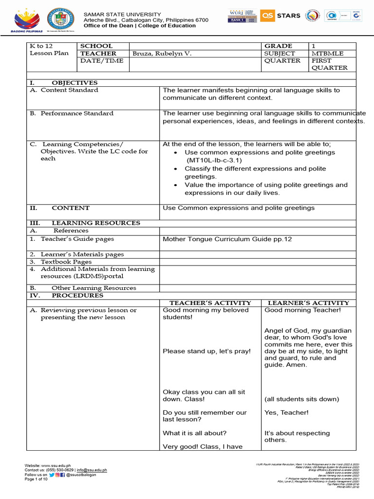 Detailed Lesson Plan Format | PDF | Lesson Plan | Teachers
