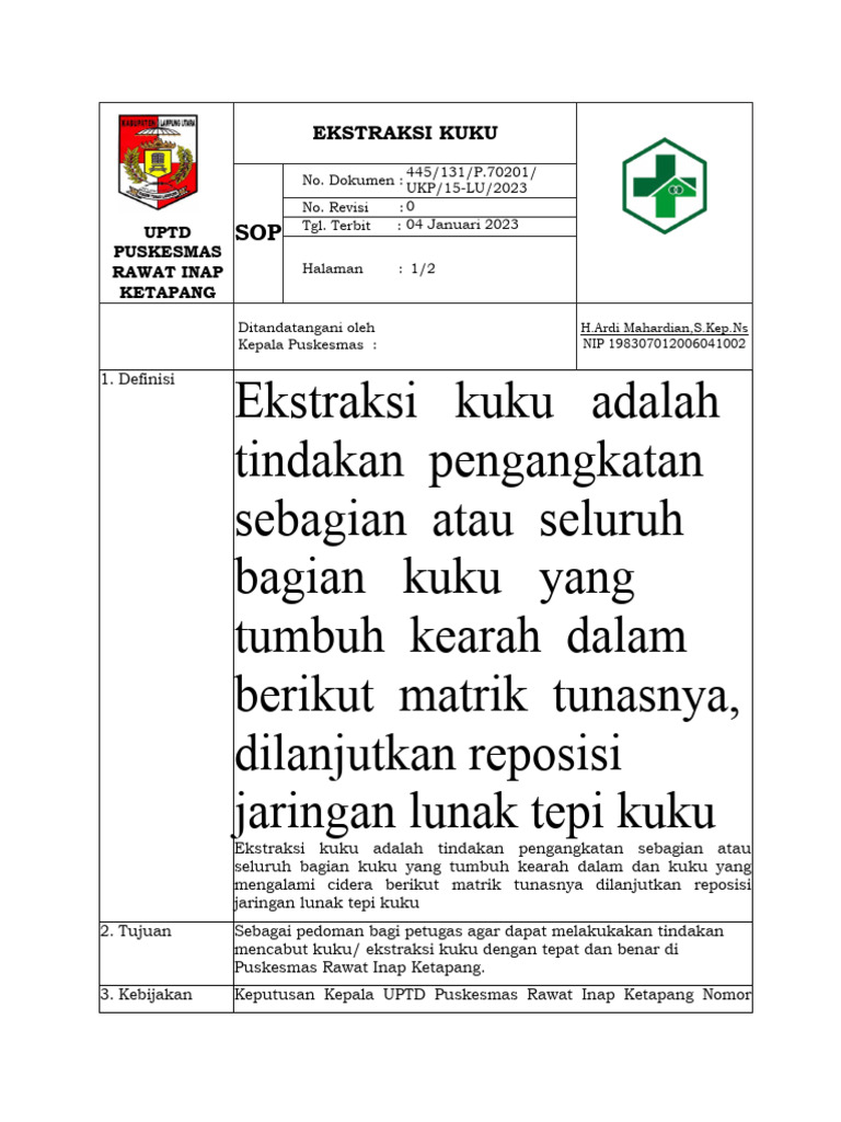 Sop Ekstraksi Kuku | PDF | Sains & Matematika