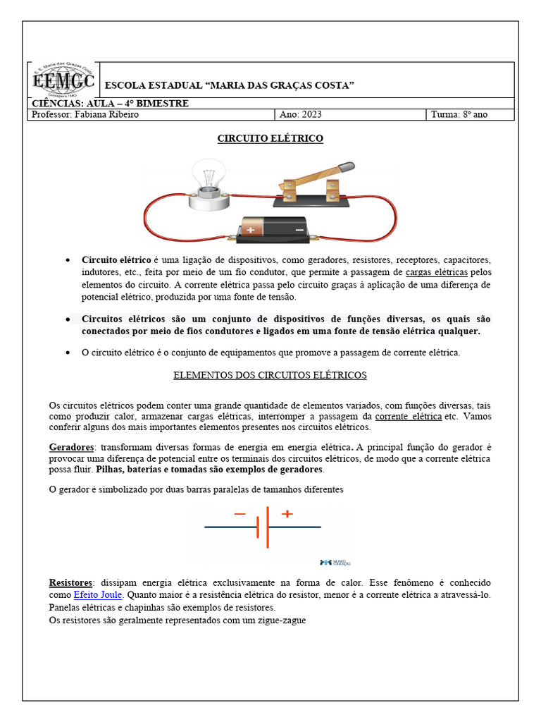 Circuito Elétrico: Conceitos e Tipos | PDF | Rede elétrica | Eletricidade