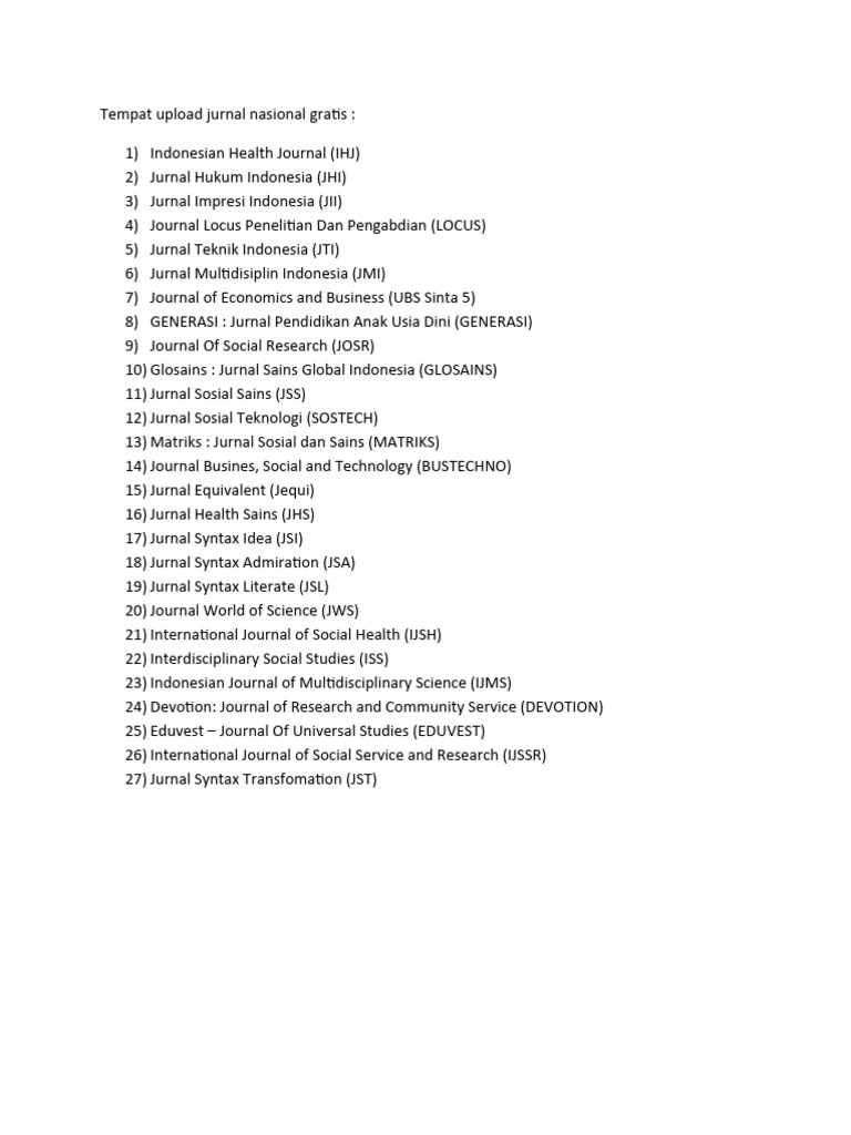 Tempat Upload Jurnal Nasional Gratis PDF