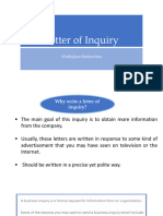 Lesson On Letter of Inquiry