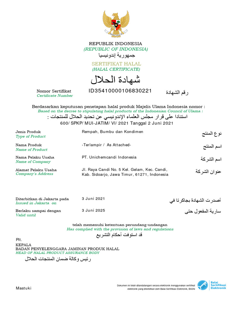 Sertifikat Halal Garam Refina Iodium Pdf