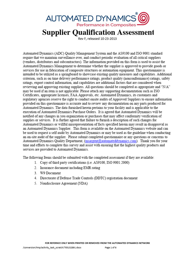 Supplier Qualification PDF Calibration Verification And Validation