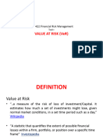 Value at Risk (VaR) Lec. 4