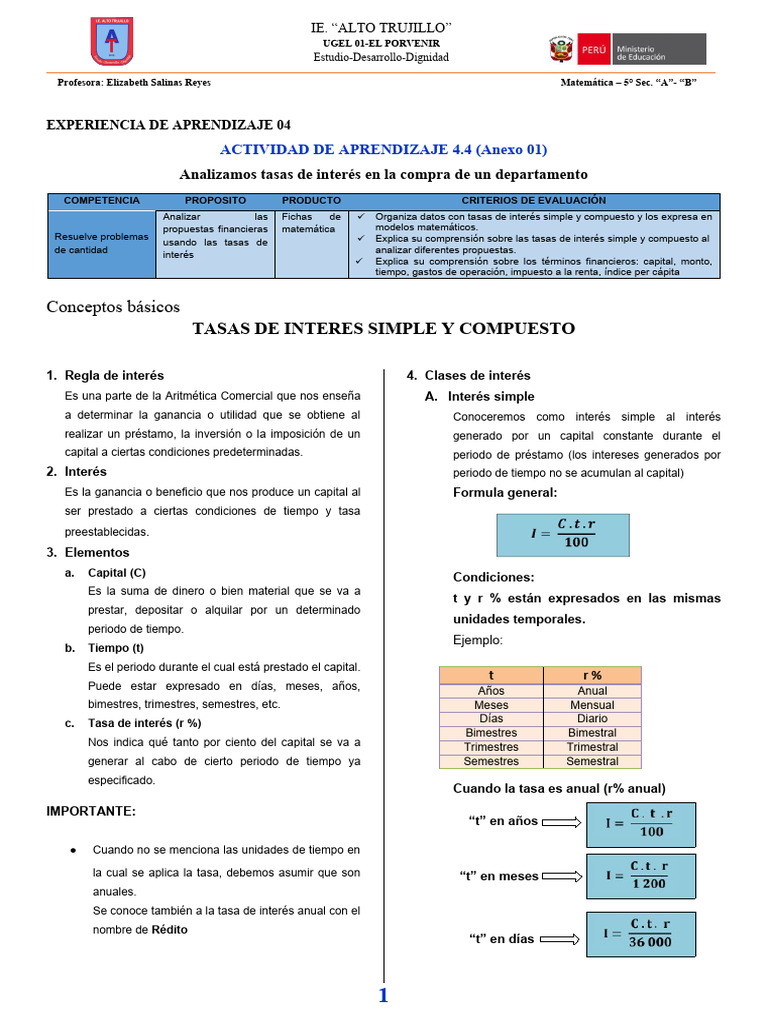 Análisis de Tasas de Interés Matemáticas | PDF | Interés | Capital ...