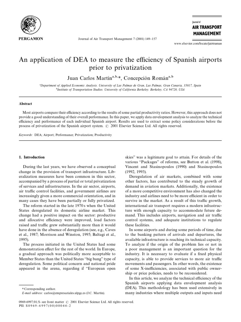 An Application of DEA To Measure The Eff PDF Deregulation Airlines