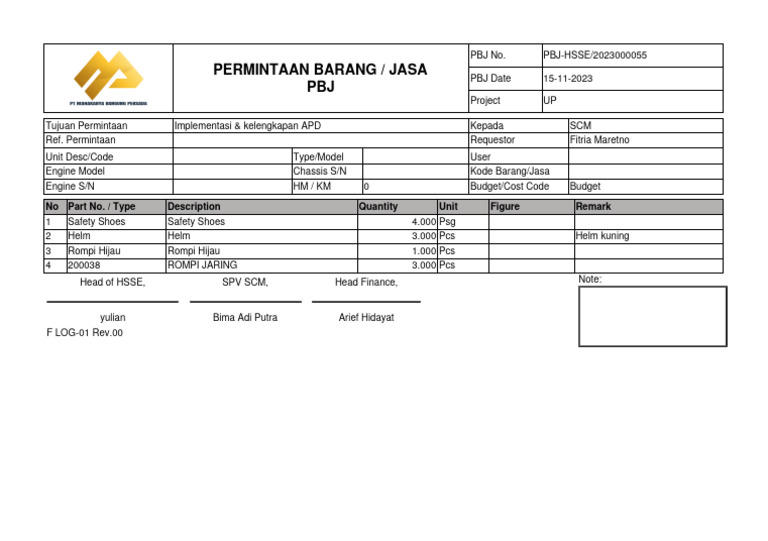 Contoh Document PBJ | PDF