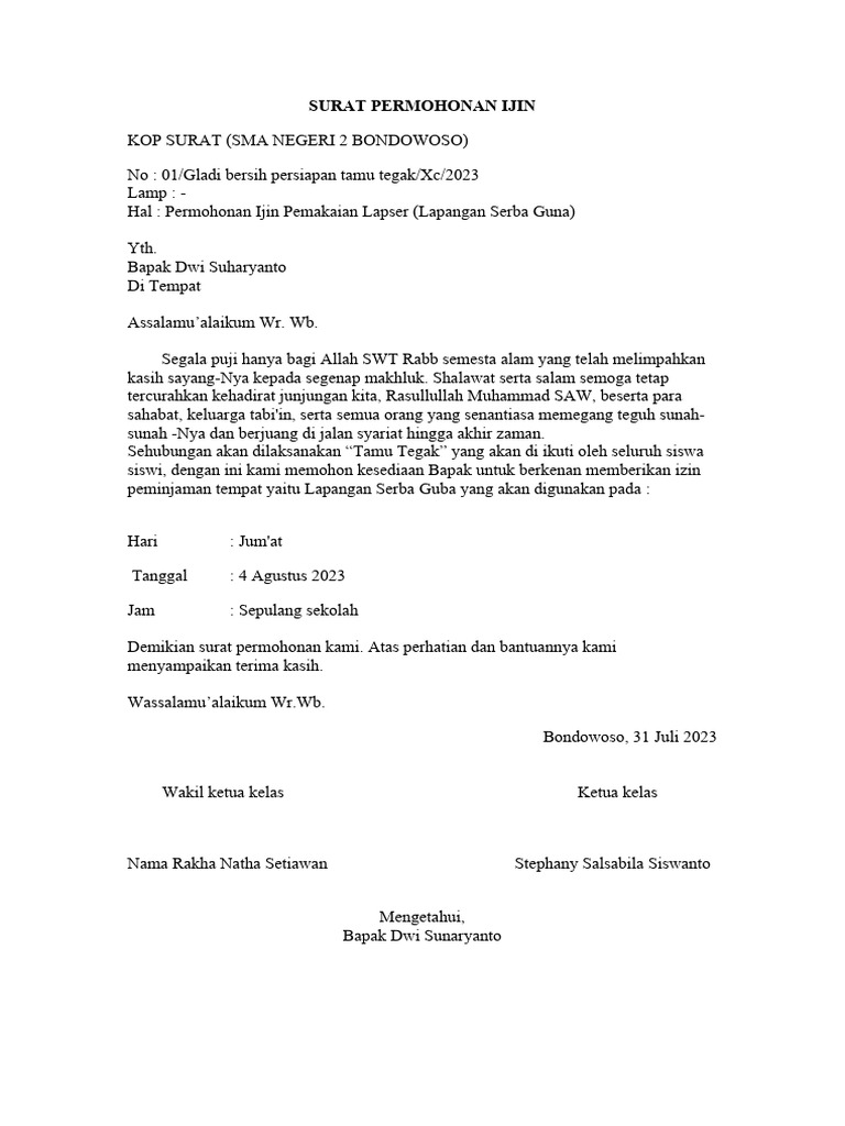 Contoh Surat Ijin Tempat | PDF