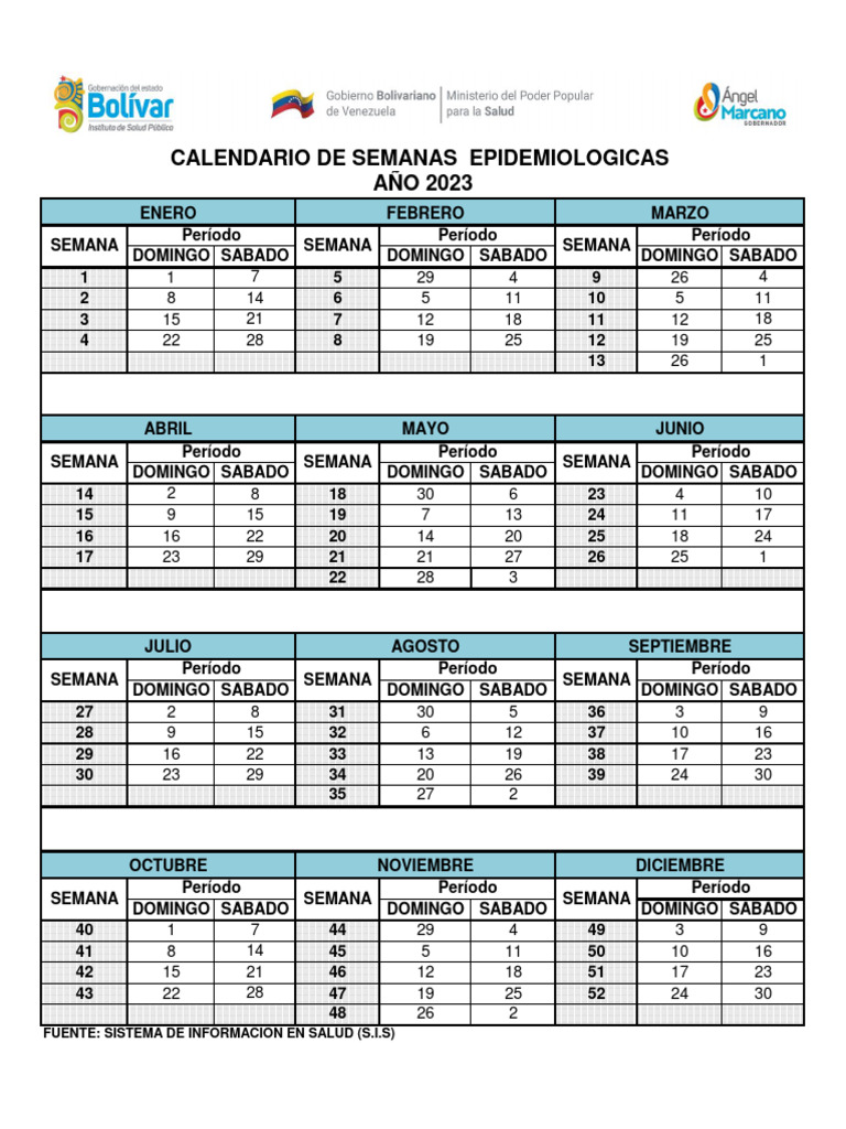 Calendario Epidemiologico 2023 PDF