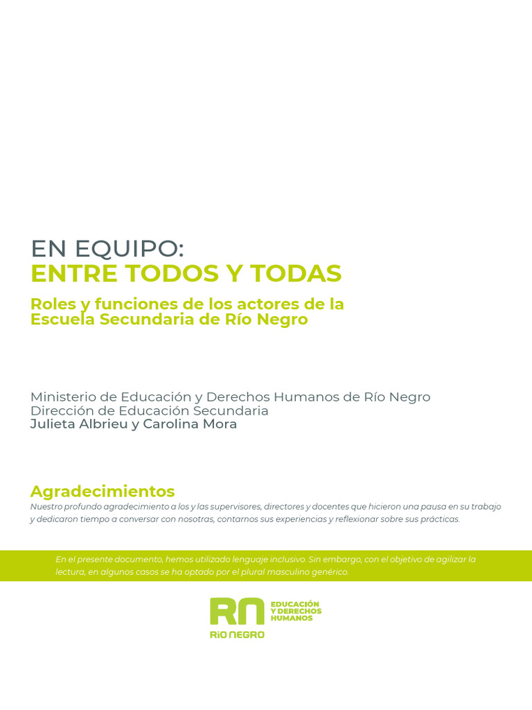 Roles y funciones en la ESRN Río Negro | PDF | Plan de estudios | Enseñando