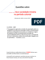 Questões Sobre Economia e Sociedade Mineira No Período Colonial