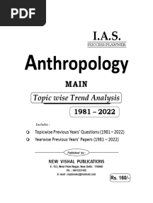 IAS Anthropology (Main) Topicwi - New Vishal's Editorial Board