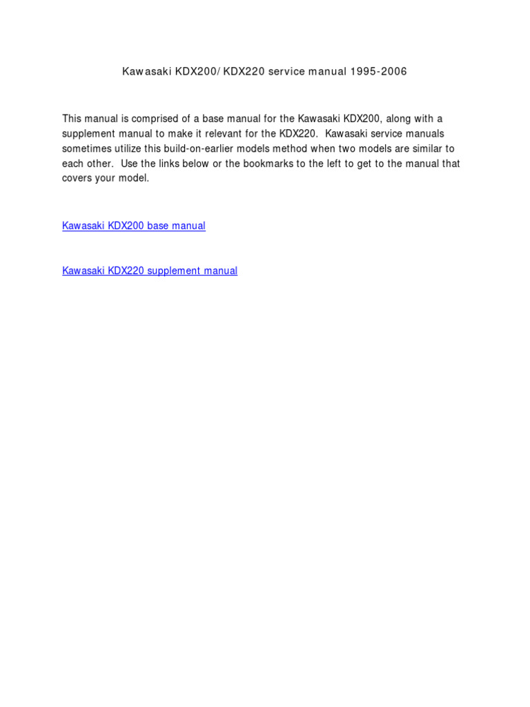 KDX200/KDX220 Service Manual 1995-2006 | PDF | Bearing (Mechanical