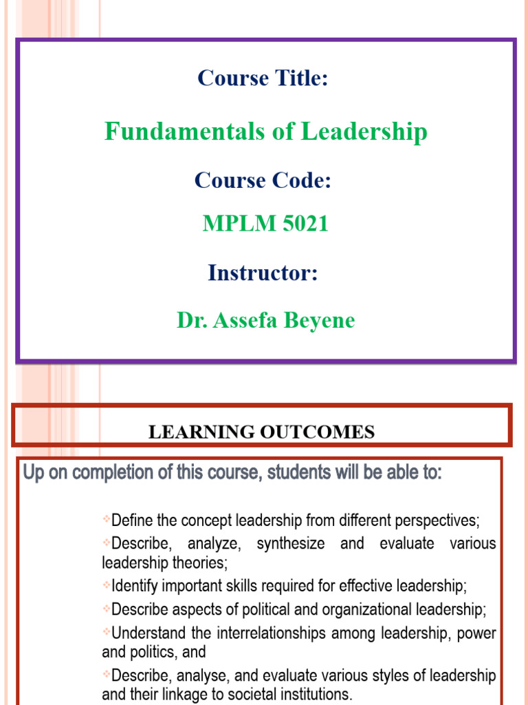 Leadership Fundamentals Course Overview | PDF | Leadership | Goal