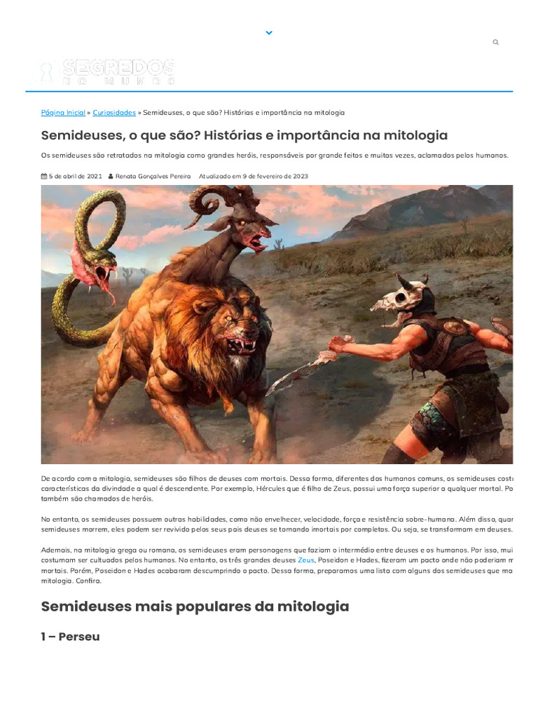 Semideuses na Mitologia Grega | PDF | Paris (mitologia) | Mitologia grega