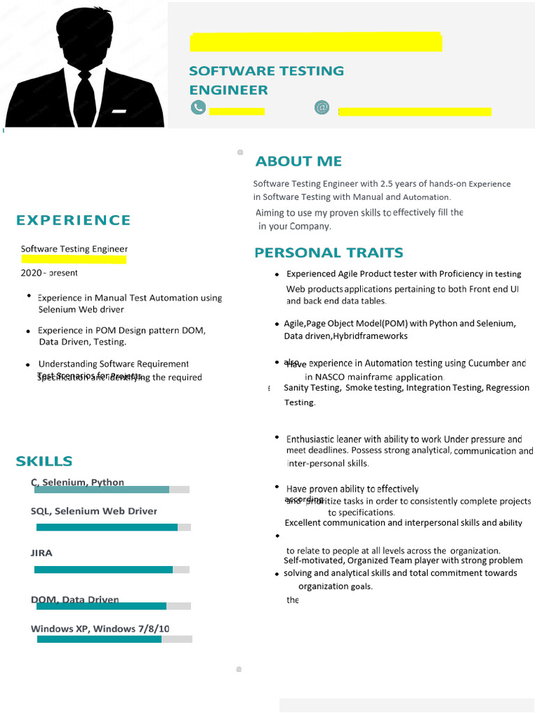 Software Testing Engineer Profile | PDF | Software Testing | Selenium ...
