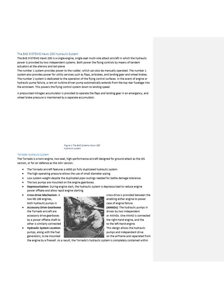 BAE Hawk 200 & Tornado Hydraulic Systems | PDF | Pump | Engines