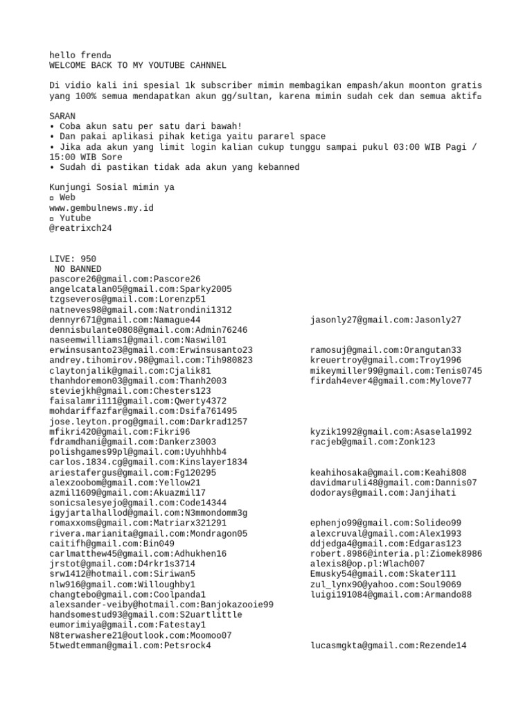 950 AKUN ML GRATIS LOG MOONTON (Reatrix Official) PDF