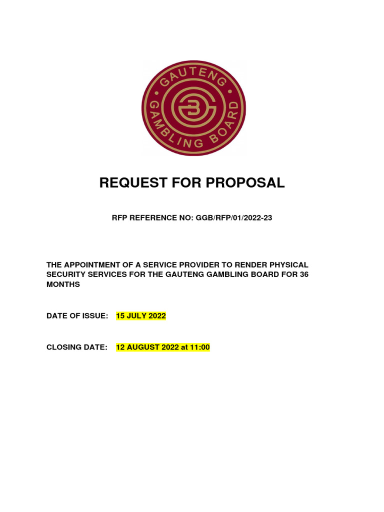 Ammended Tender Document RFP Security Services | PDF | Request For ...