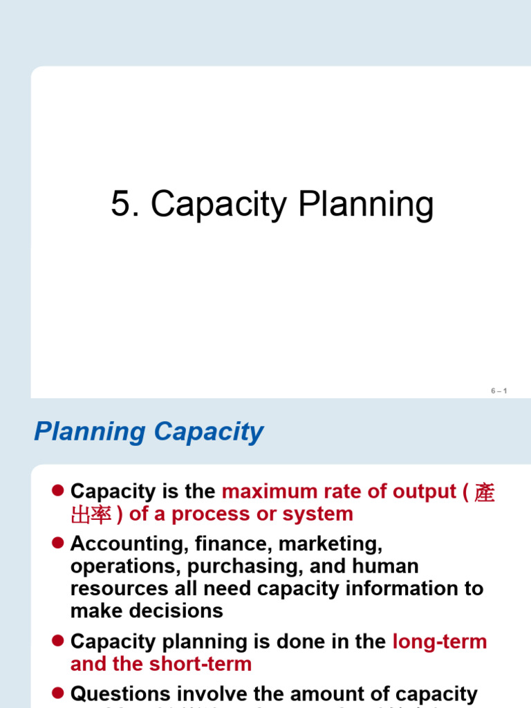 CH 05 - Planning Capacity - 20231016 2 | PDF | Net Present Value ...