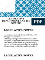 Legislative Department and Its Powers