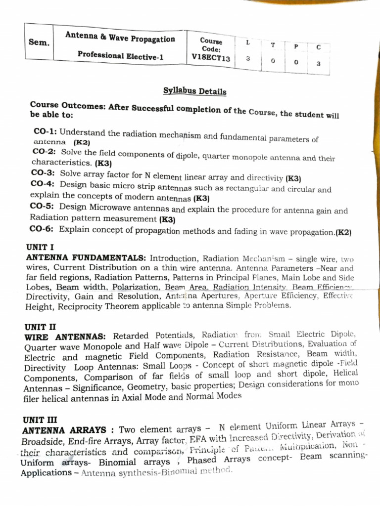 AWP SYLLABUS PDF Antenna (Radio) Radio Propagation