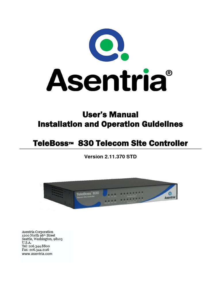 Teleboss 830 | PDF | Ip Address | Computer Network