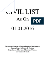 CBIC Civil List As On 01.01.2016