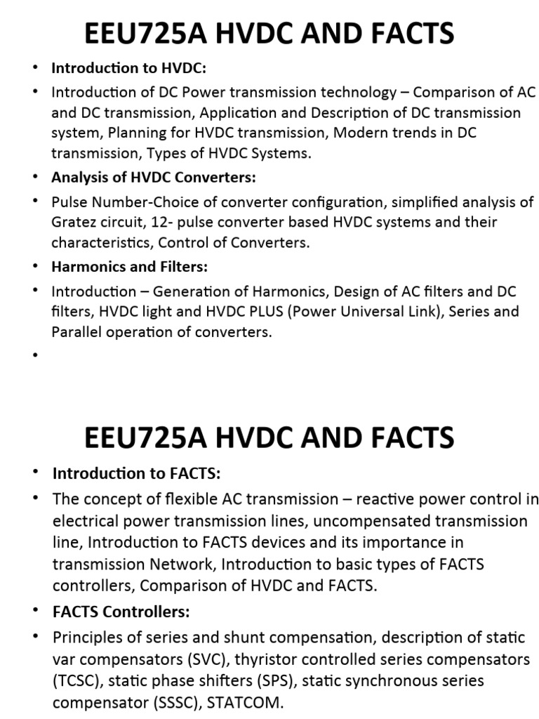 HVDC and FACTS Overview | PDF | High Voltage Direct Current | Electric ...