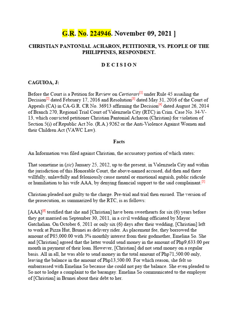 Acharon Vs People - Variance Doctrin | PDF | Mens Rea | Domestic Violence