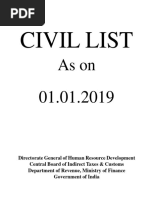 CBIC Civil List As On 01.01.2019