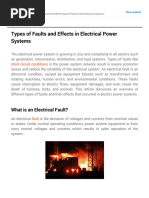 Types of Faults in Electrical Power Systems and Their Effects