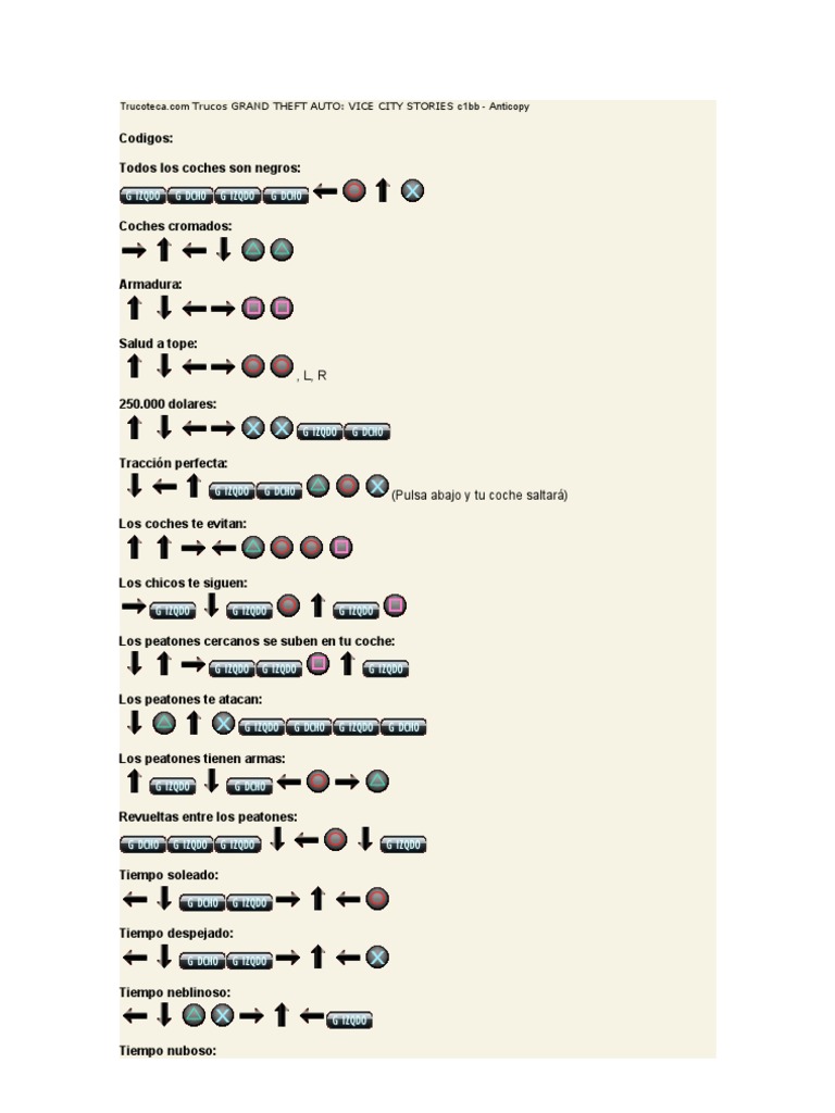 Trucos GTA Vice City Para PSP