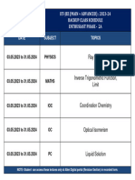 IIT-JEE (MAIN + ADVANCED) : 2023-24 Backup Class Schedule Enthusiast Phase - 2A