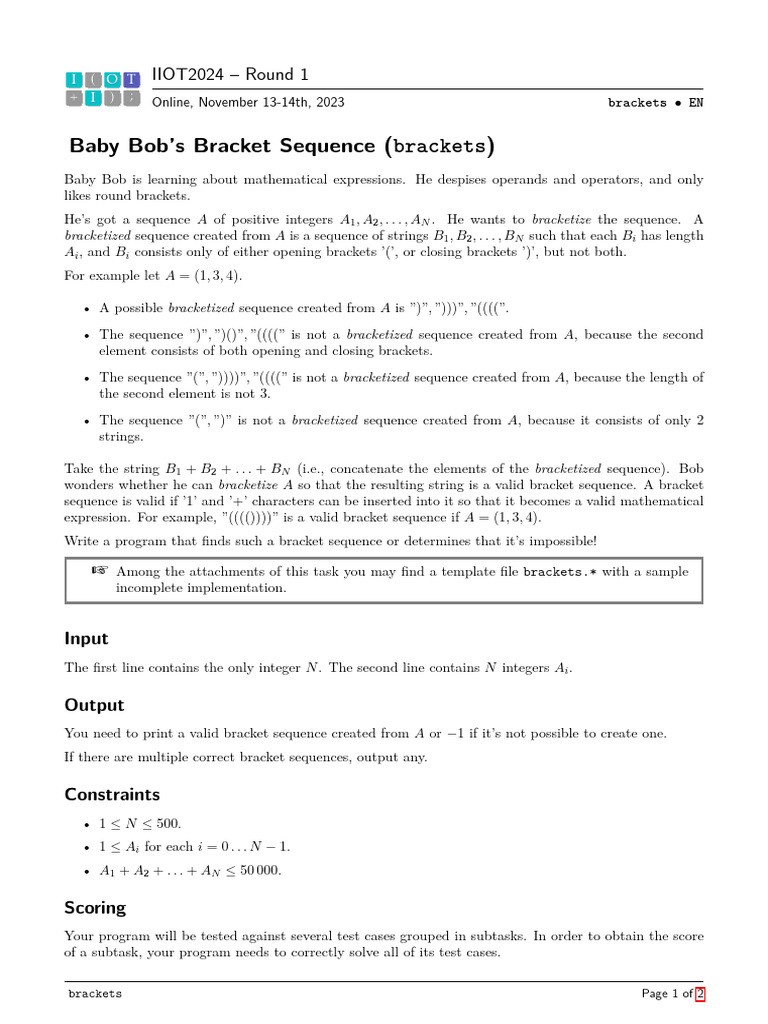 Brackets | PDF | Sequence | String (Computer Science)