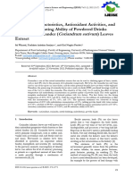 Chemical Characteristics, Antioxidant Activities, and Lead (PB) - Chelating Ability of Powdered Drinks Made From Coriander Leaves Extract