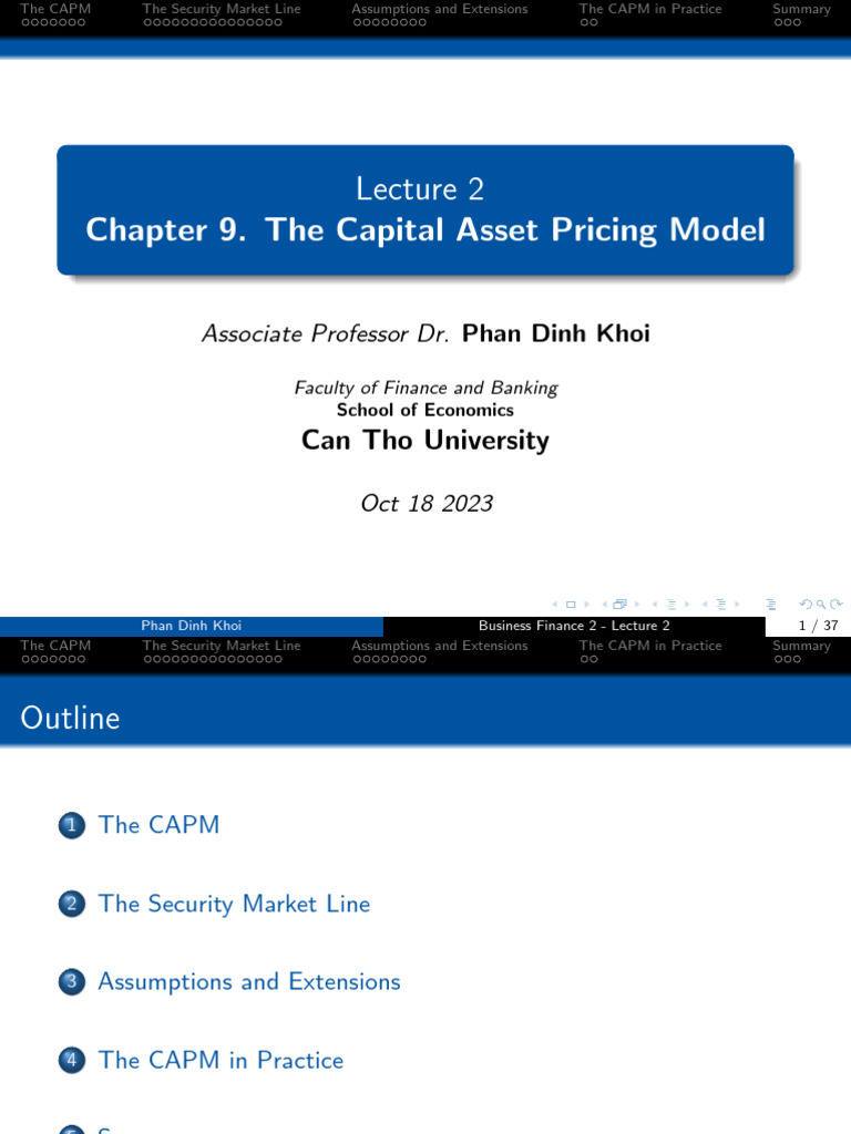 Understanding the Capital Asset Pricing Model | PDF | Capital Asset ...