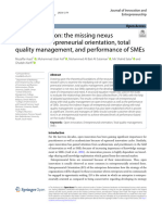 Open Innovation: The Missing Nexus Between Entrepreneurial Orientation, Total Quality Management, and Performance of Smes