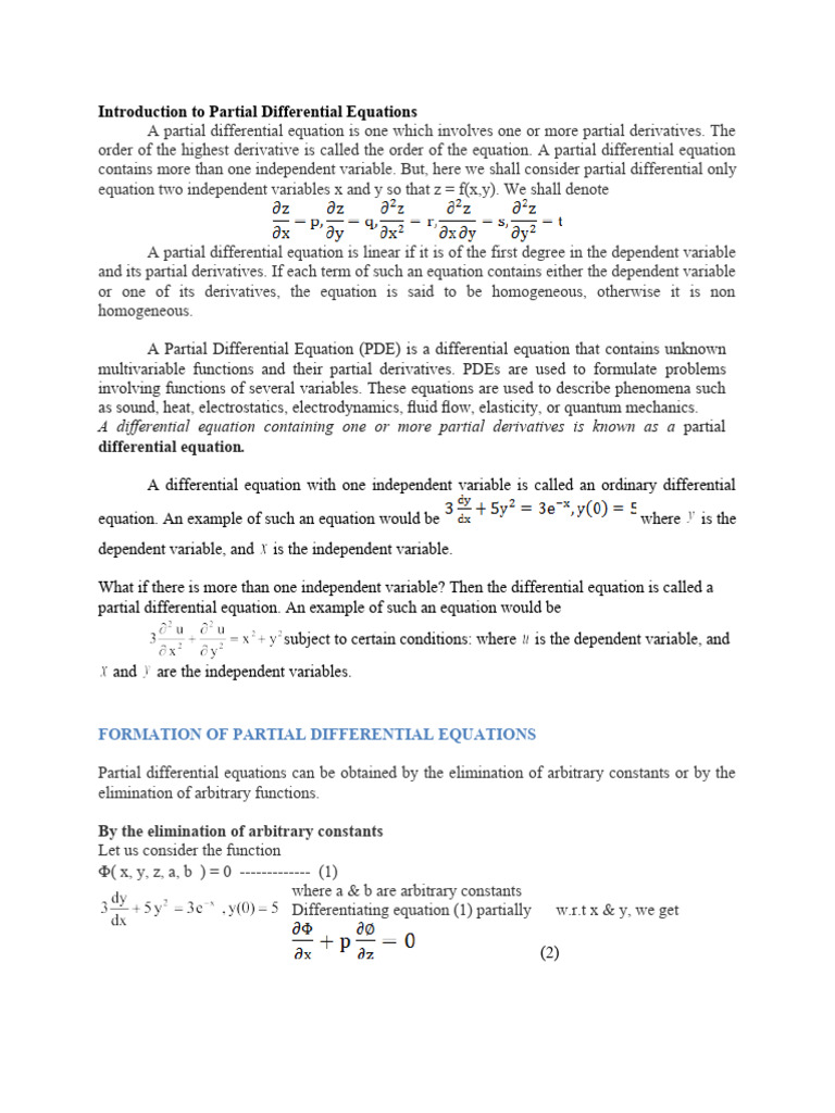 Introduction To Partial Differential Equations | PDF | Differential ...