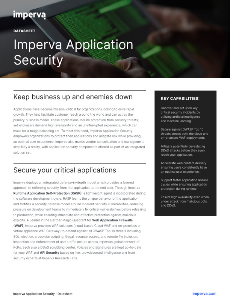 Imperva Application Security Overview | PDF | Security | Computer Security