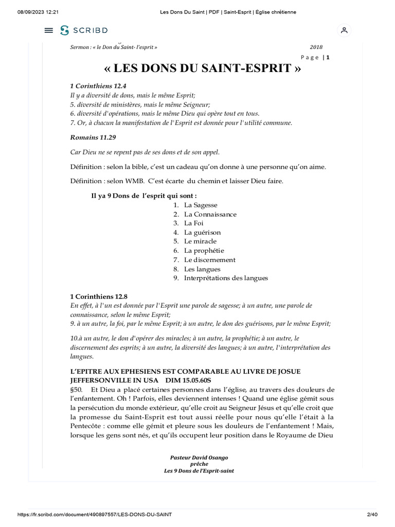 Les Dons Du Saint Esprit PDF