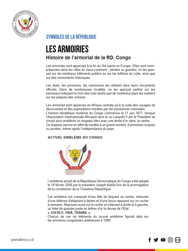 Armoiries de la RDC : Histoire et Signification | PDF