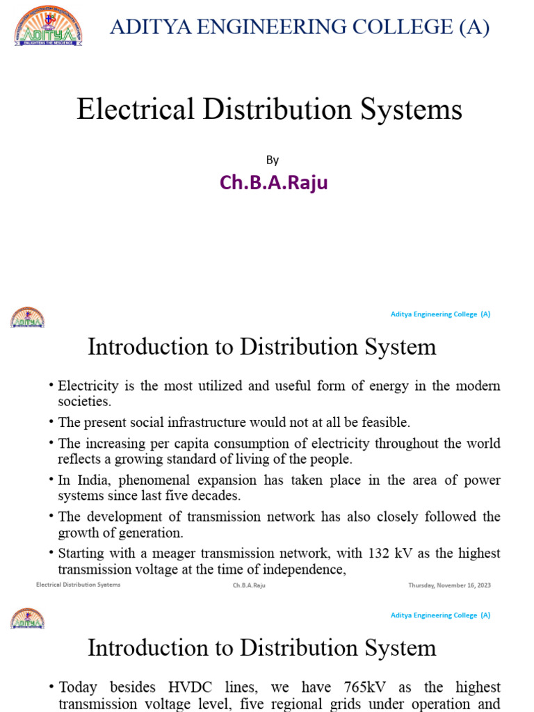 Overview of Electrical Distribution Systems | PDF | Electric Power ...
