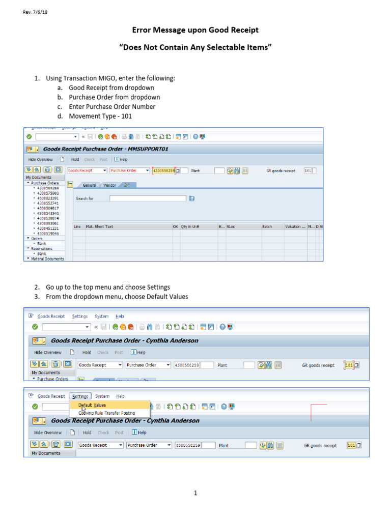 Resolving "No Selectable Items" Error | PDF