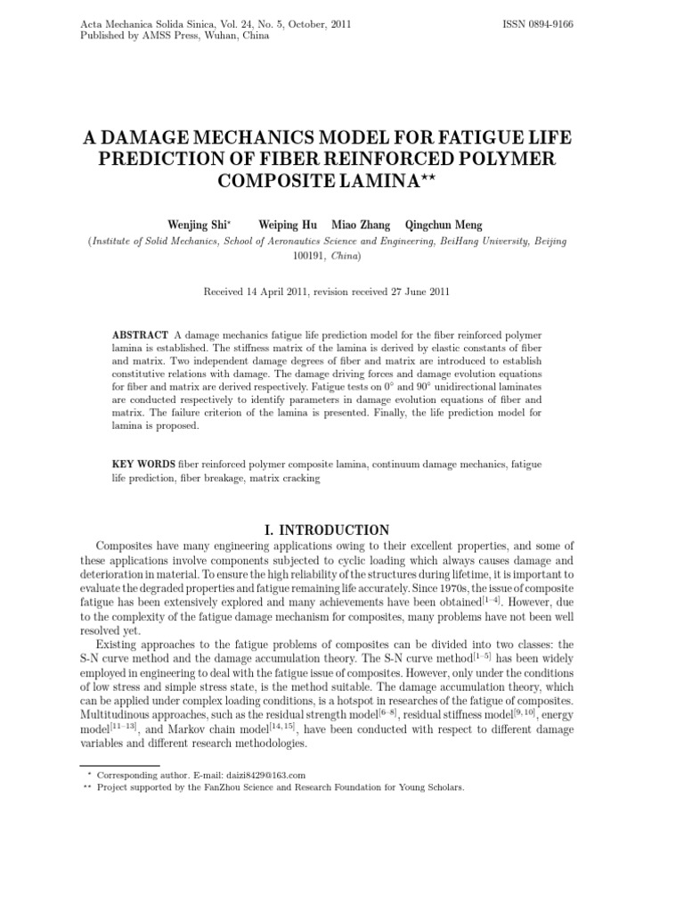 A Damage Mechanics Model For Fatigue Life Prediction of Fiber