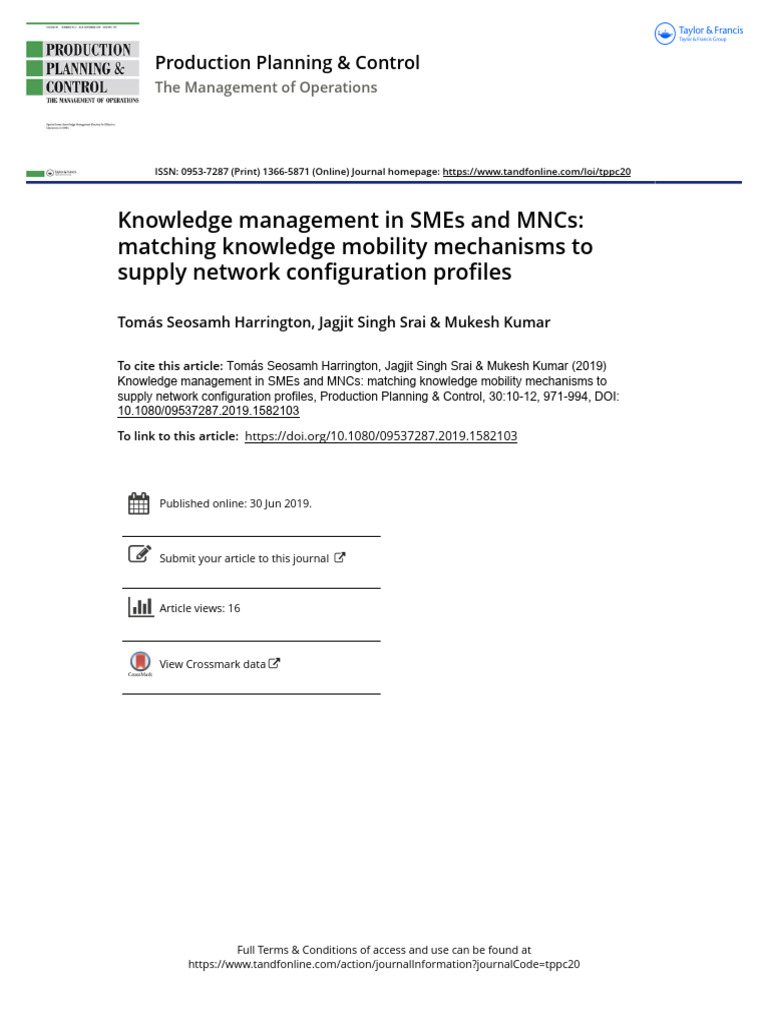 Knowledge Mobility in SMEs and MNCs | PDF | Tacit Knowledge | Knowledge