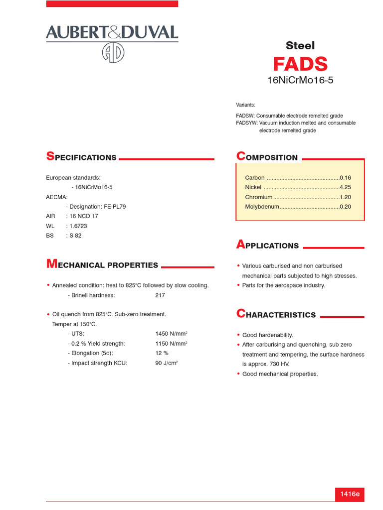 16NiCrMo16 5 | PDF | Steel | Heat Treating